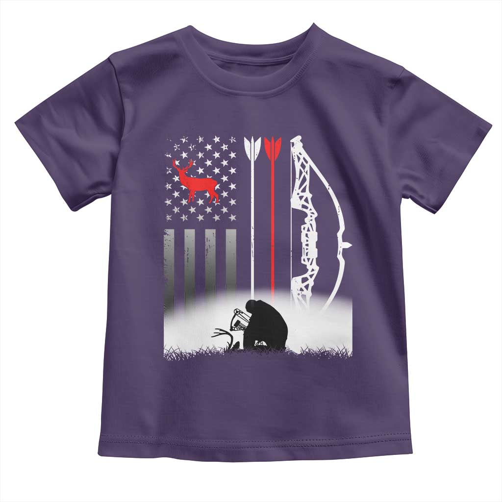 Bow Deer Hunting Toddler T Shirt American Flag Hunter Gift - Wonder Print Shop