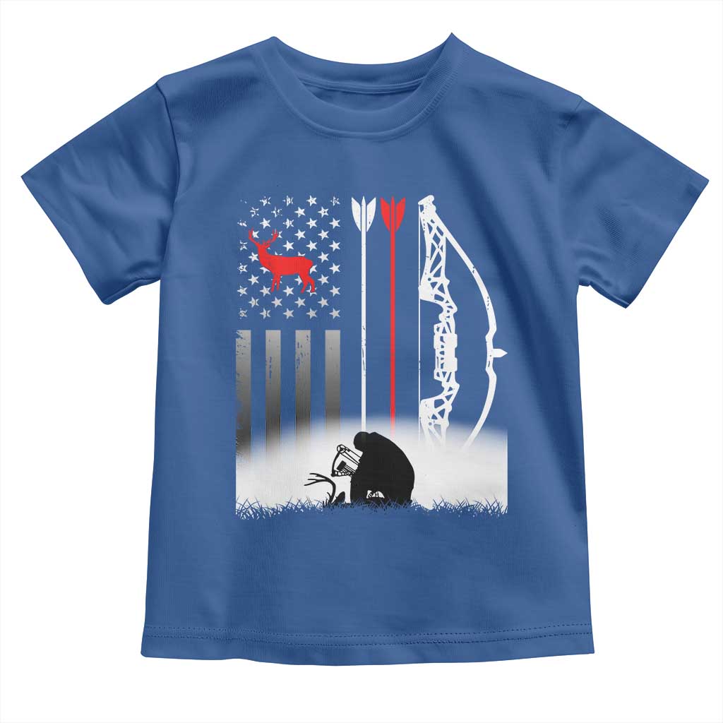 Bow Deer Hunting Toddler T Shirt American Flag Hunter Gift - Wonder Print Shop