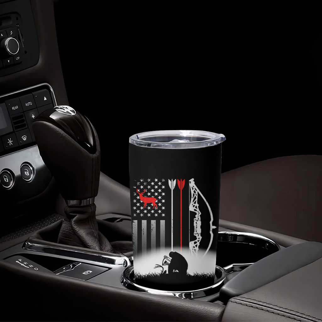 Bow Deer Hunting Tumbler Cup American Flag Hunter Gift