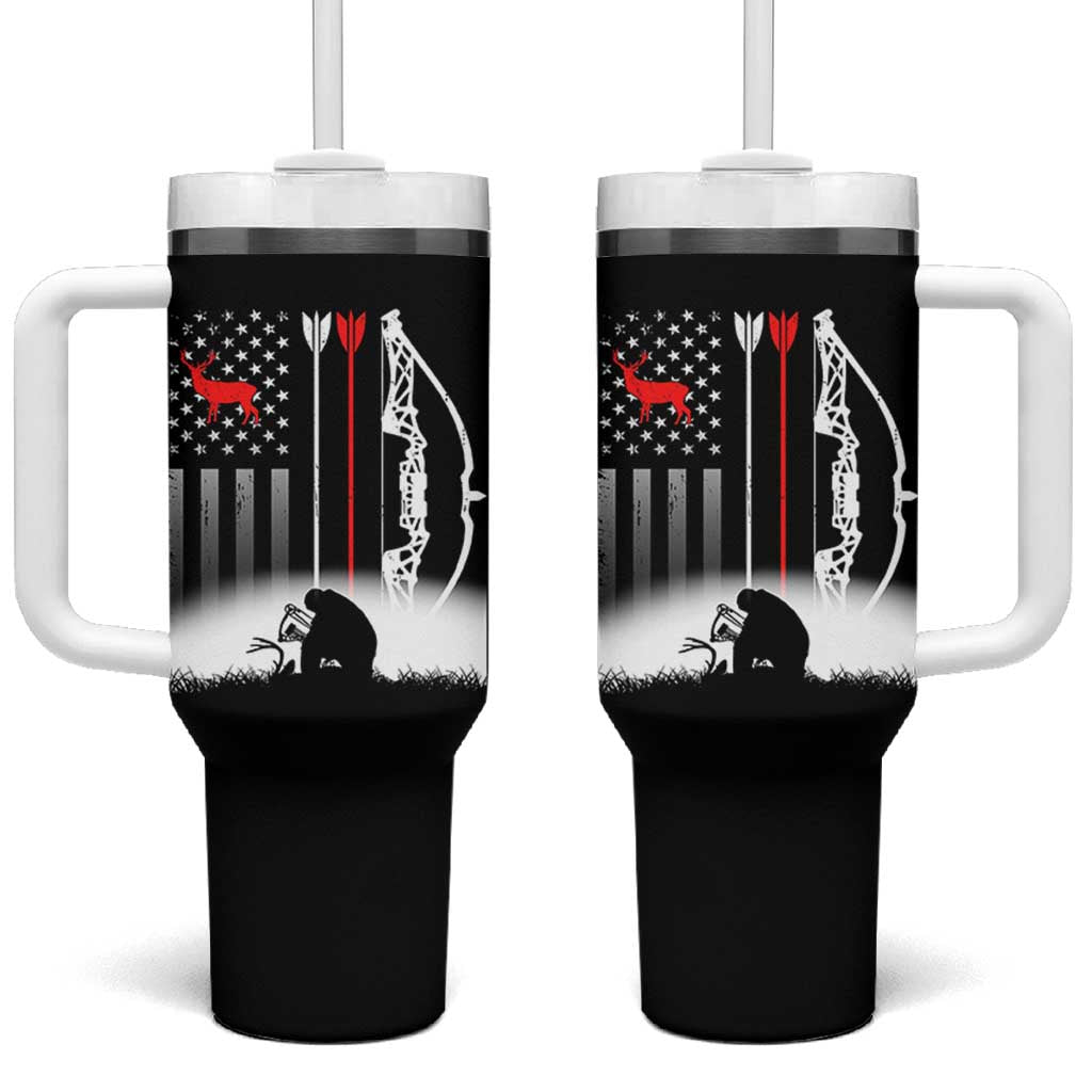 Bow Deer Hunting Tumbler With Handle American Flag Hunter Gift