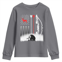 Bow Deer Hunting Youth Sweatshirt American Flag Hunter Gift - Wonder Print Shop