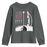 Bow Deer Hunting Youth Sweatshirt American Flag Hunter Gift - Wonder Print Shop
