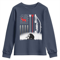 Bow Deer Hunting Youth Sweatshirt American Flag Hunter Gift - Wonder Print Shop