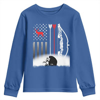 Bow Deer Hunting Youth Sweatshirt American Flag Hunter Gift - Wonder Print Shop