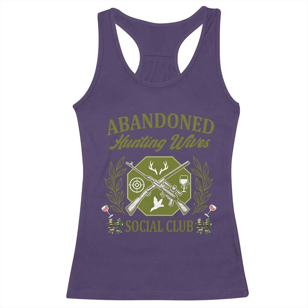 Funny Hunter Wife Racerback Tank Top Abandoned Hunting Wives Social Club - Wonder Print Shop