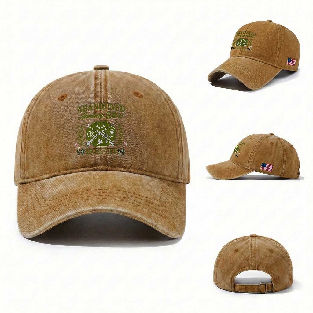 Funny Hunter Wife Washed Cotton Baseball Cap Abandoned Hunting Wives Social Club