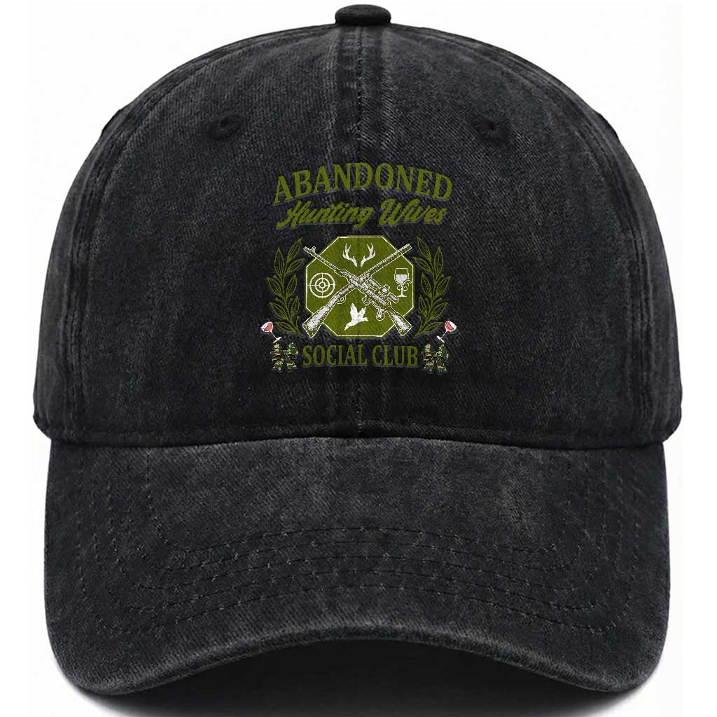 Funny Hunter Wife Washed Cotton Baseball Cap Abandoned Hunting Wives Social Club