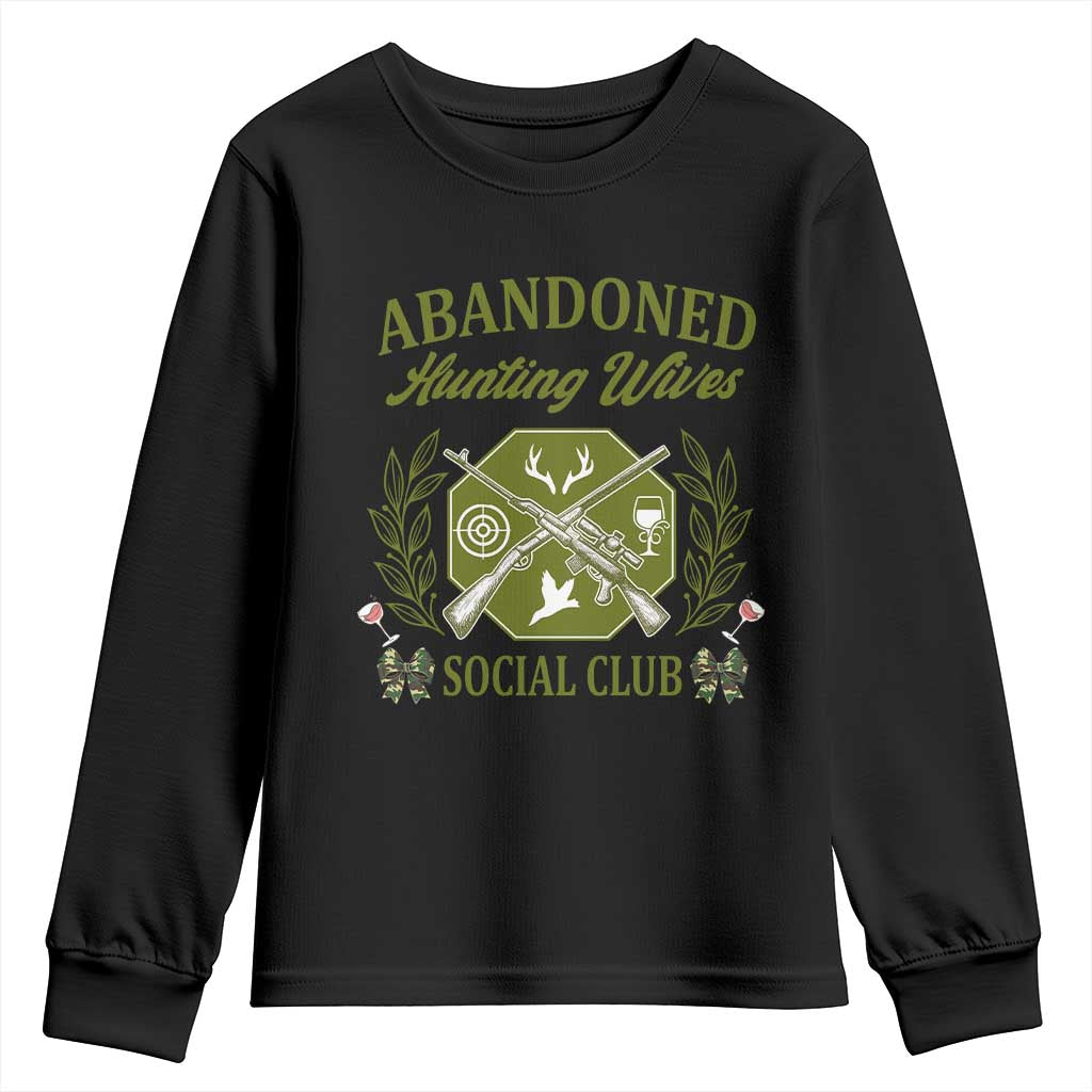 Funny Hunter Wife Youth Sweatshirt Abandoned Hunting Wives Social Club - Wonder Print Shop