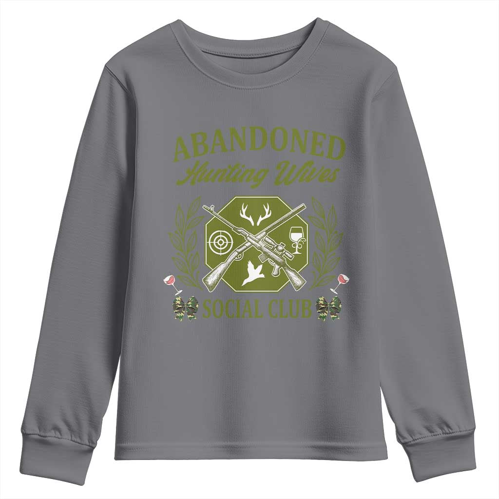 Funny Hunter Wife Youth Sweatshirt Abandoned Hunting Wives Social Club - Wonder Print Shop