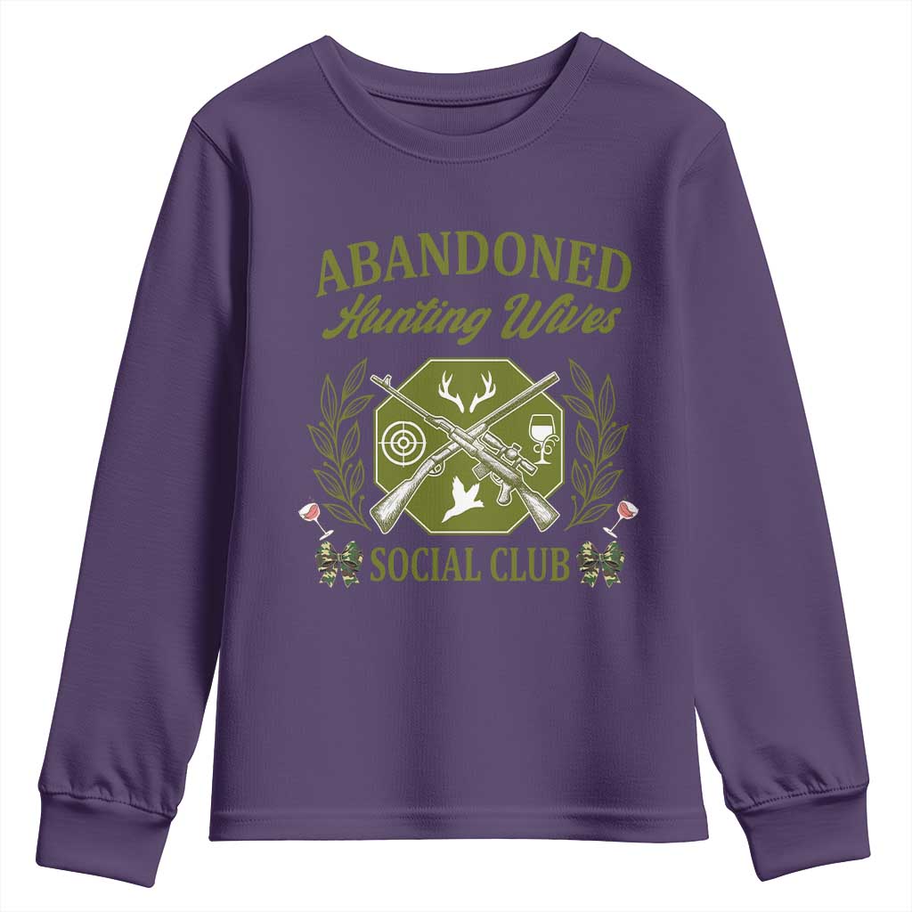 Funny Hunter Wife Youth Sweatshirt Abandoned Hunting Wives Social Club - Wonder Print Shop