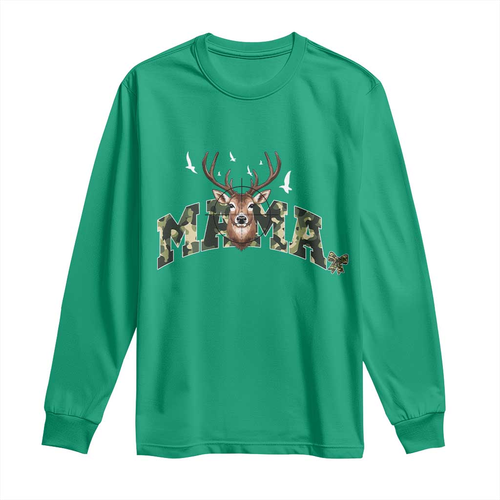Mama Hunting Life Long Sleeve Shirt Deer Head Camo Gift - Wonder Print Shop