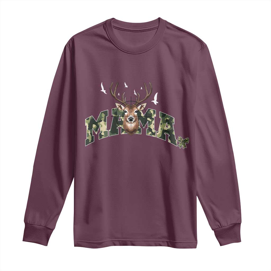 Mama Hunting Life Long Sleeve Shirt Deer Head Camo Gift - Wonder Print Shop