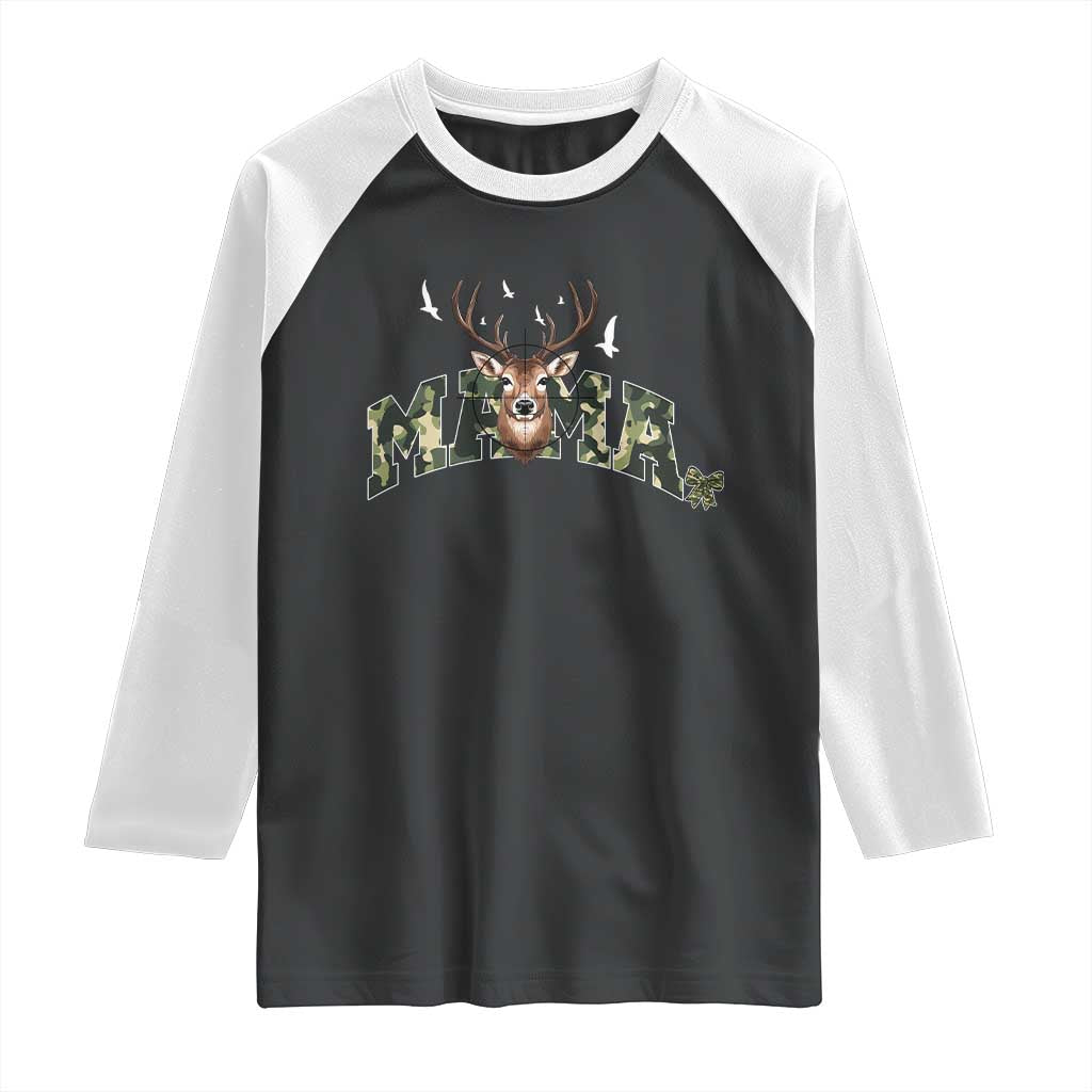 Mama Hunting Life Raglan Shirt Deer Head Camo Gift - Wonder Print Shop