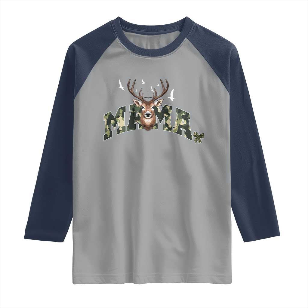 Mama Hunting Life Raglan Shirt Deer Head Camo Gift - Wonder Print Shop