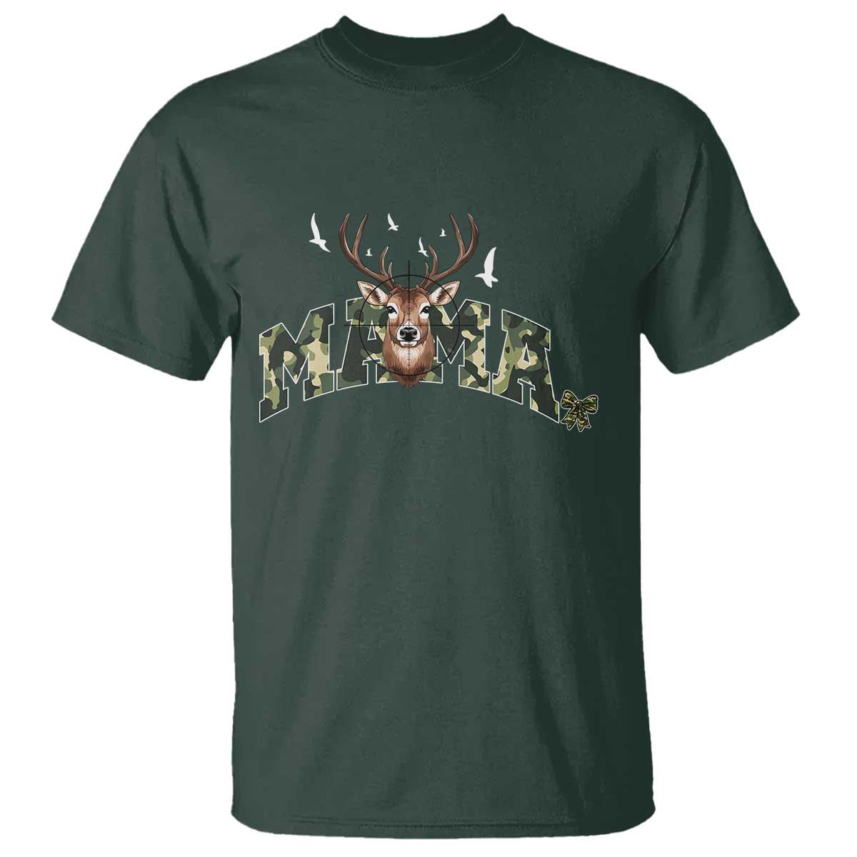 Mama Hunting Life T Shirt Deer Head Camo Gift - Wonder Print Shop