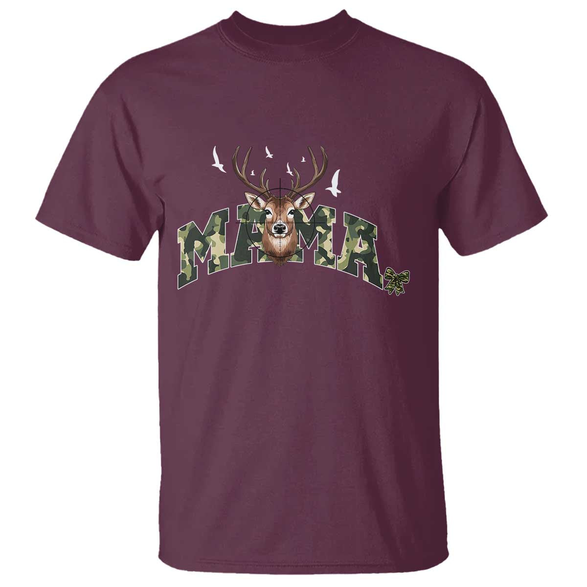 Mama Hunting Life T Shirt Deer Head Camo Gift - Wonder Print Shop