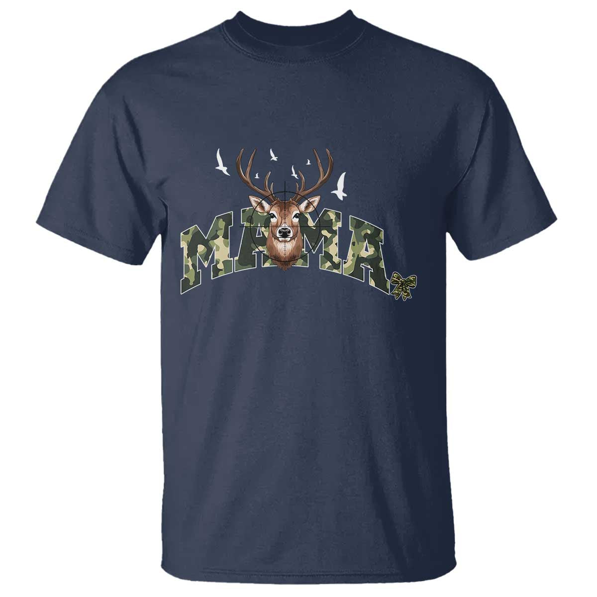 Mama Hunting Life T Shirt Deer Head Camo Gift - Wonder Print Shop