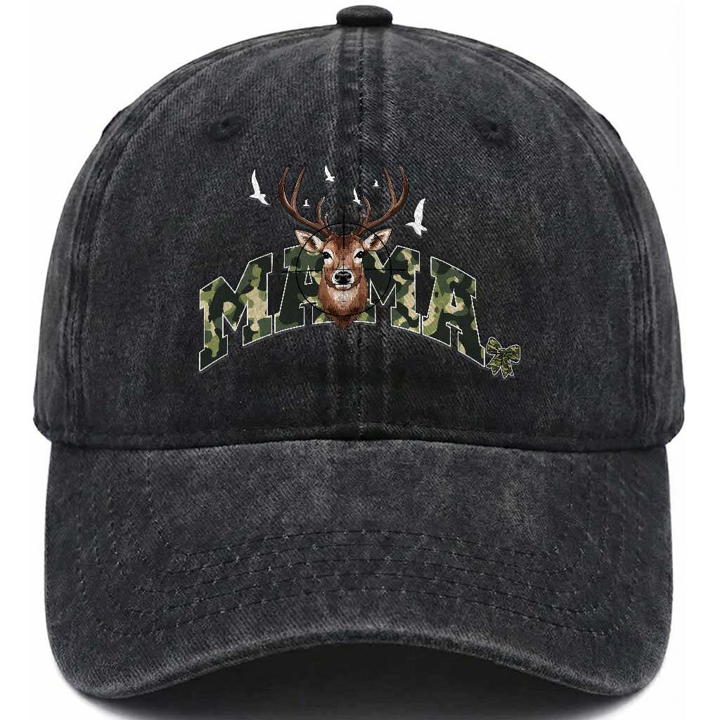 Mama Hunting Life Washed Cotton Baseball Cap Deer Head Camo Gift