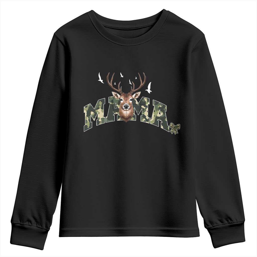 Mama Hunting Life Youth Sweatshirt Deer Head Camo Gift - Wonder Print Shop