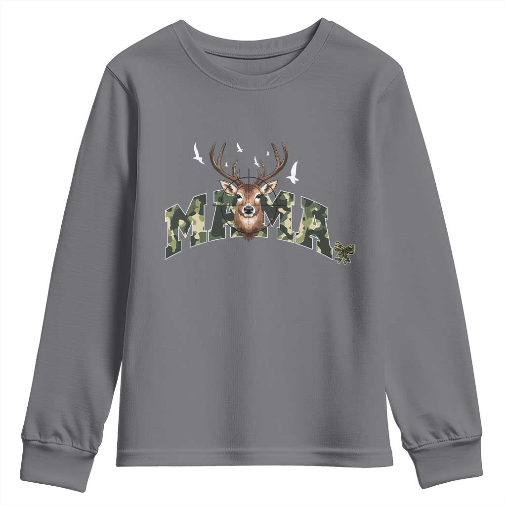 Mama Hunting Life Youth Sweatshirt Deer Head Camo Gift - Wonder Print Shop