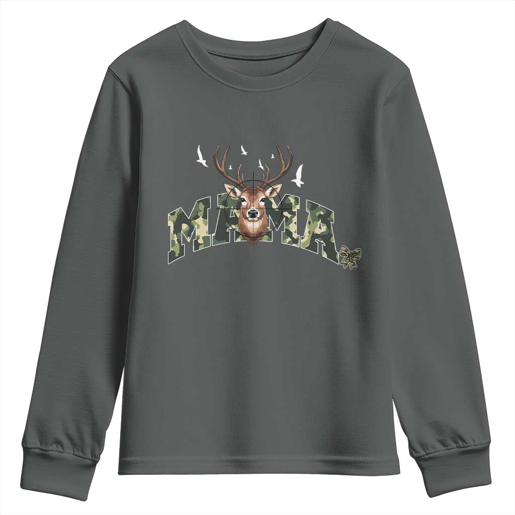 Mama Hunting Life Youth Sweatshirt Deer Head Camo Gift - Wonder Print Shop