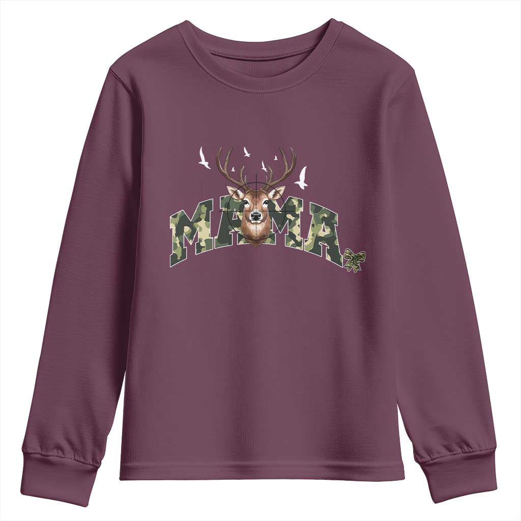 Mama Hunting Life Youth Sweatshirt Deer Head Camo Gift - Wonder Print Shop
