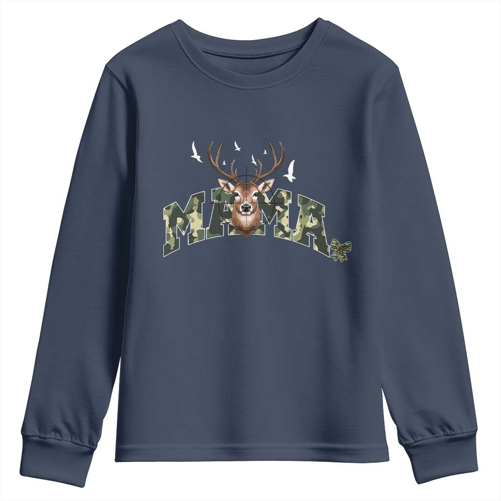Mama Hunting Life Youth Sweatshirt Deer Head Camo Gift - Wonder Print Shop