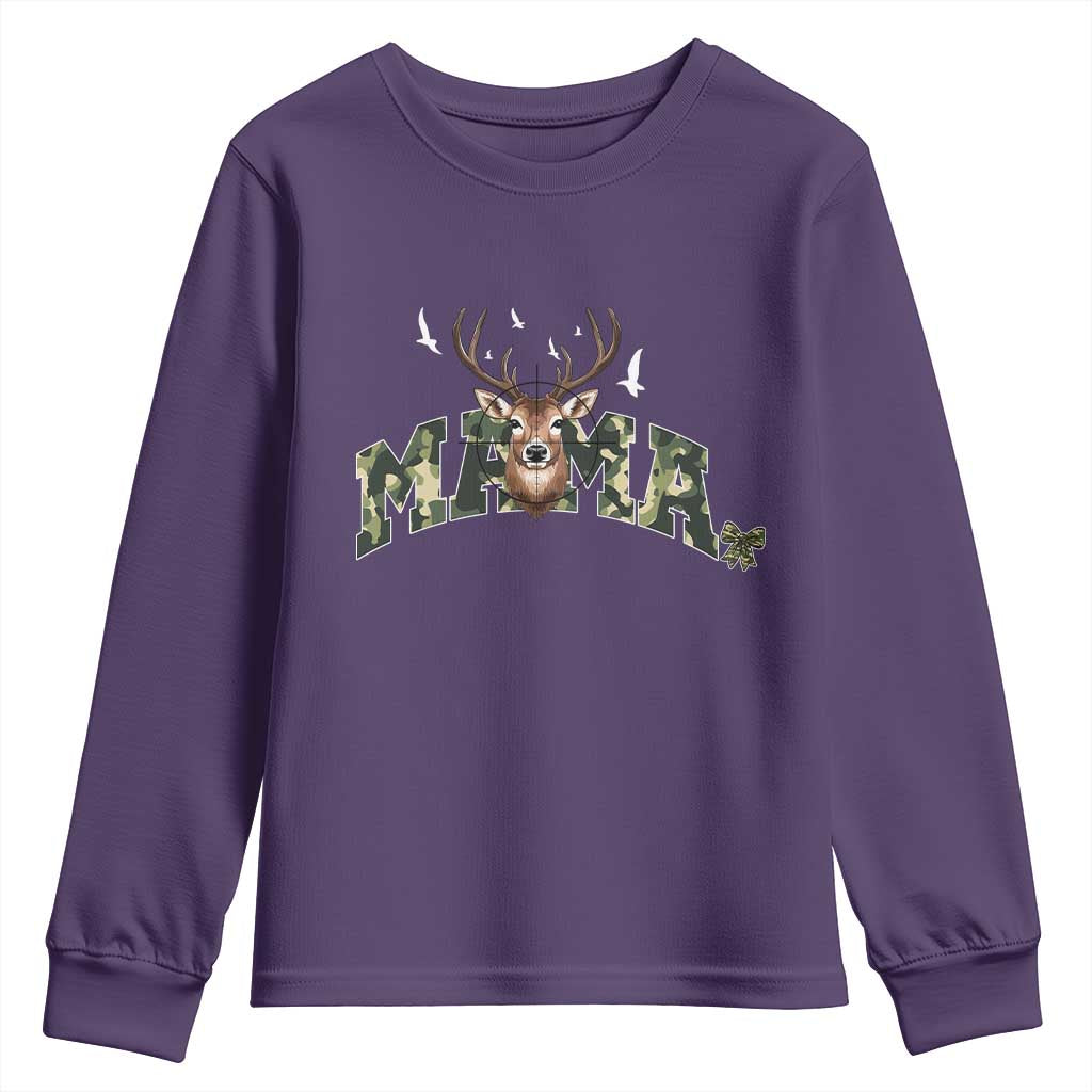 Mama Hunting Life Youth Sweatshirt Deer Head Camo Gift - Wonder Print Shop