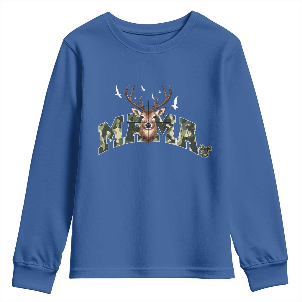 Mama Hunting Life Youth Sweatshirt Deer Head Camo Gift - Wonder Print Shop