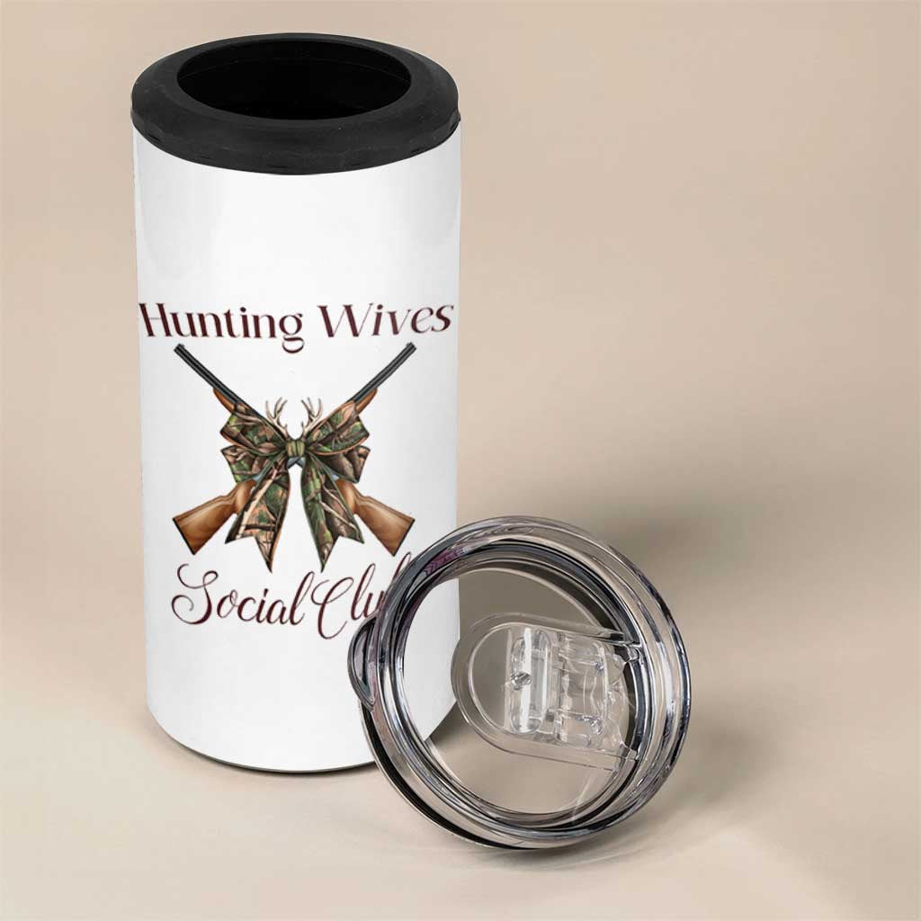 Funny Hunter Wife 4 in 1 Can Cooler Tumbler Hunting Wives Social Club