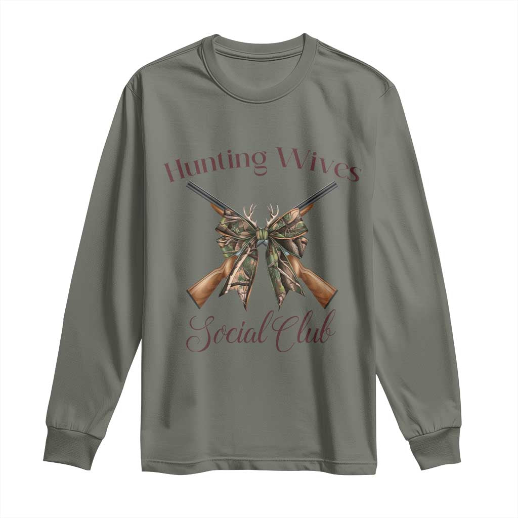 Funny Hunter Wife Long Sleeve Shirt Hunting Wives Social Club - Wonder Print Shop