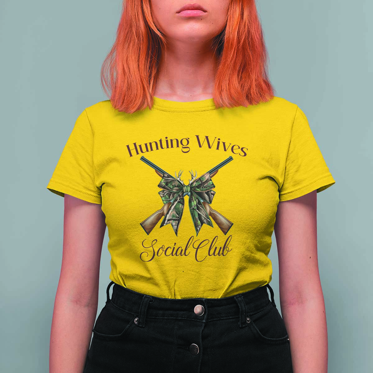 Funny Hunter Wife T Shirt For Women Hunting Wives Social Club - Wonder Print Shop