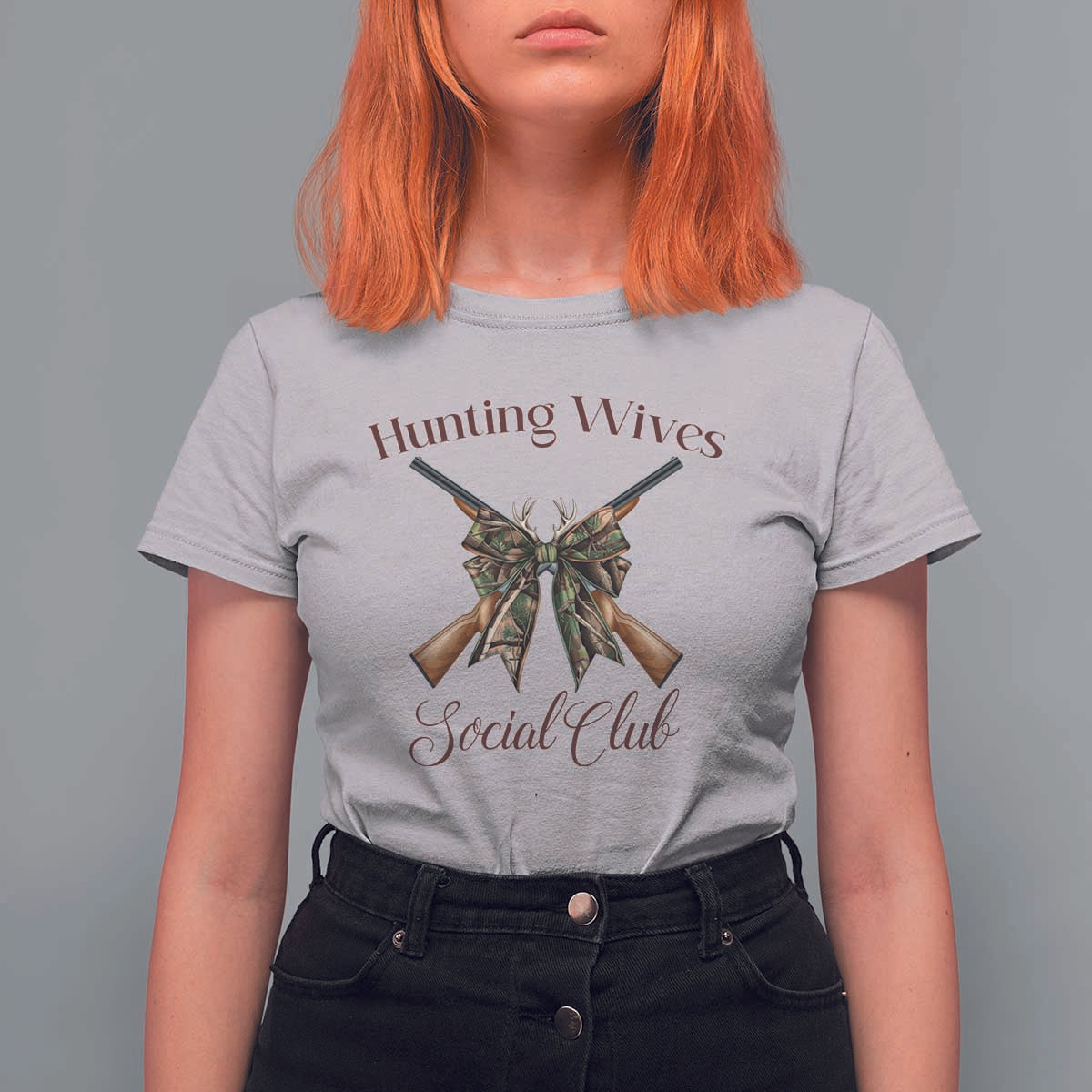 Funny Hunter Wife T Shirt For Women Hunting Wives Social Club - Wonder Print Shop