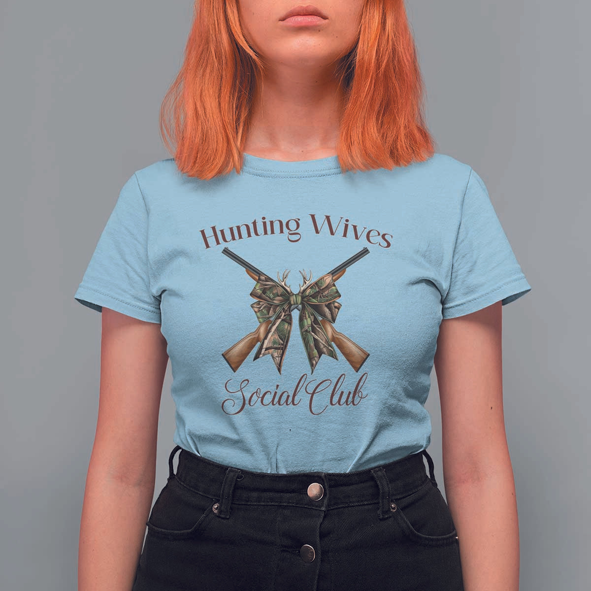 Funny Hunter Wife T Shirt For Women Hunting Wives Social Club - Wonder Print Shop