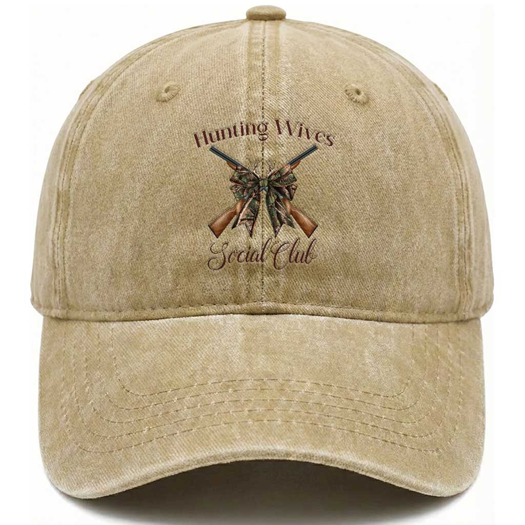 Funny Hunter Wife Washed Cotton Baseball Cap Hunting Wives Social Club