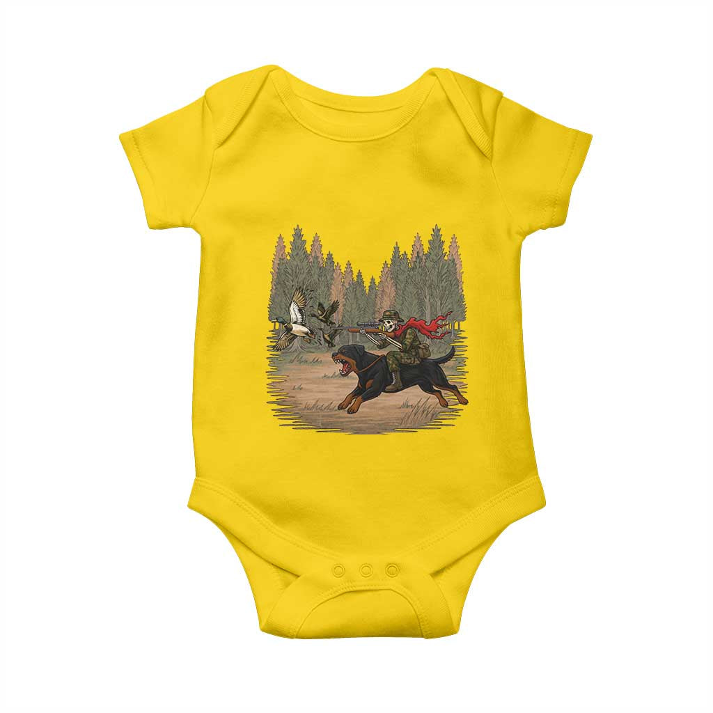 Funny Skeleton Riding Labrador Hunting Baby Onesie Gift For Hunter - Wonder Print Shop
