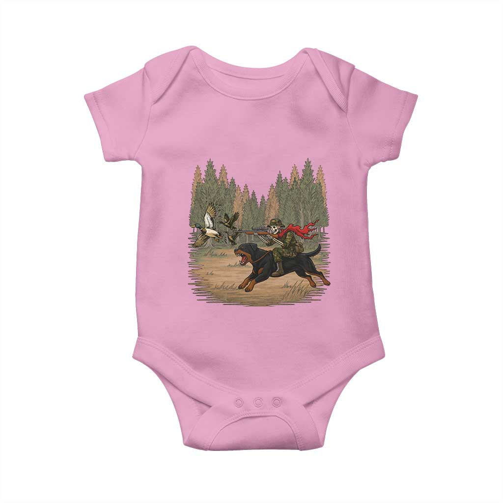 Funny Skeleton Riding Labrador Hunting Baby Onesie Gift For Hunter - Wonder Print Shop