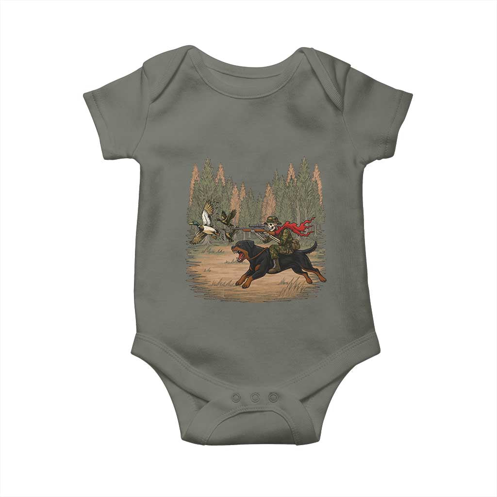 Funny Skeleton Riding Labrador Hunting Baby Onesie Gift For Hunter - Wonder Print Shop