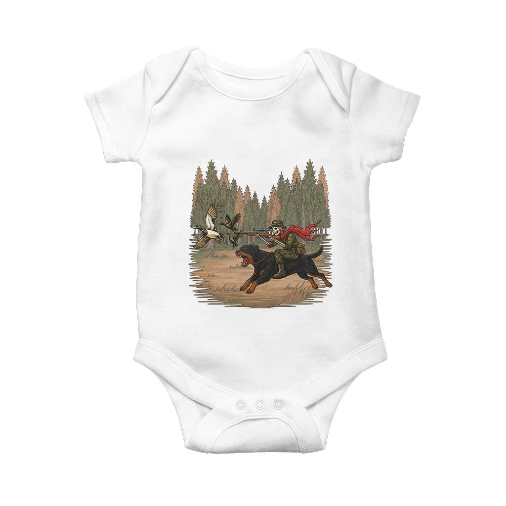 Funny Skeleton Riding Labrador Hunting Baby Onesie Gift For Hunter - Wonder Print Shop