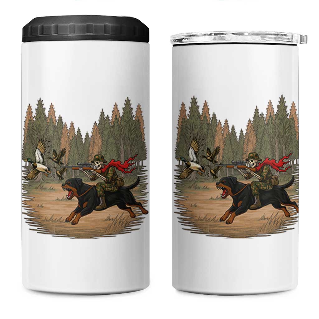 Funny Skeleton Riding Labrador Hunting 4 in 1 Can Cooler Tumbler Gift For Hunter