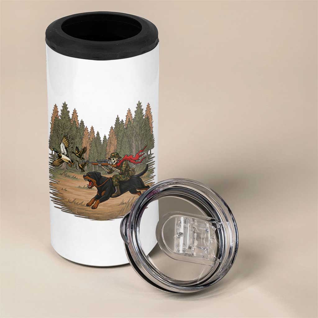 Funny Skeleton Riding Labrador Hunting 4 in 1 Can Cooler Tumbler Gift For Hunter