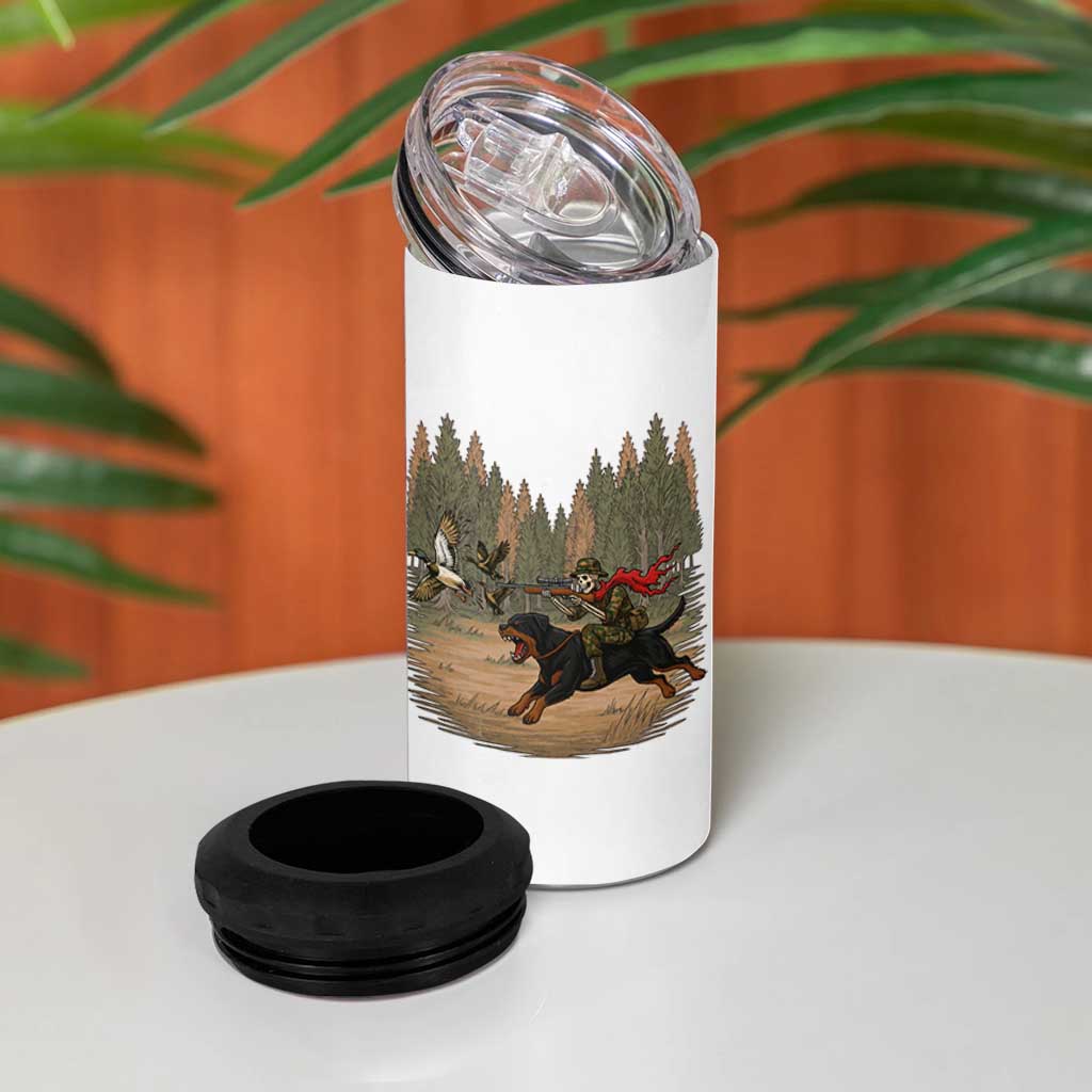 Funny Skeleton Riding Labrador Hunting 4 in 1 Can Cooler Tumbler Gift For Hunter