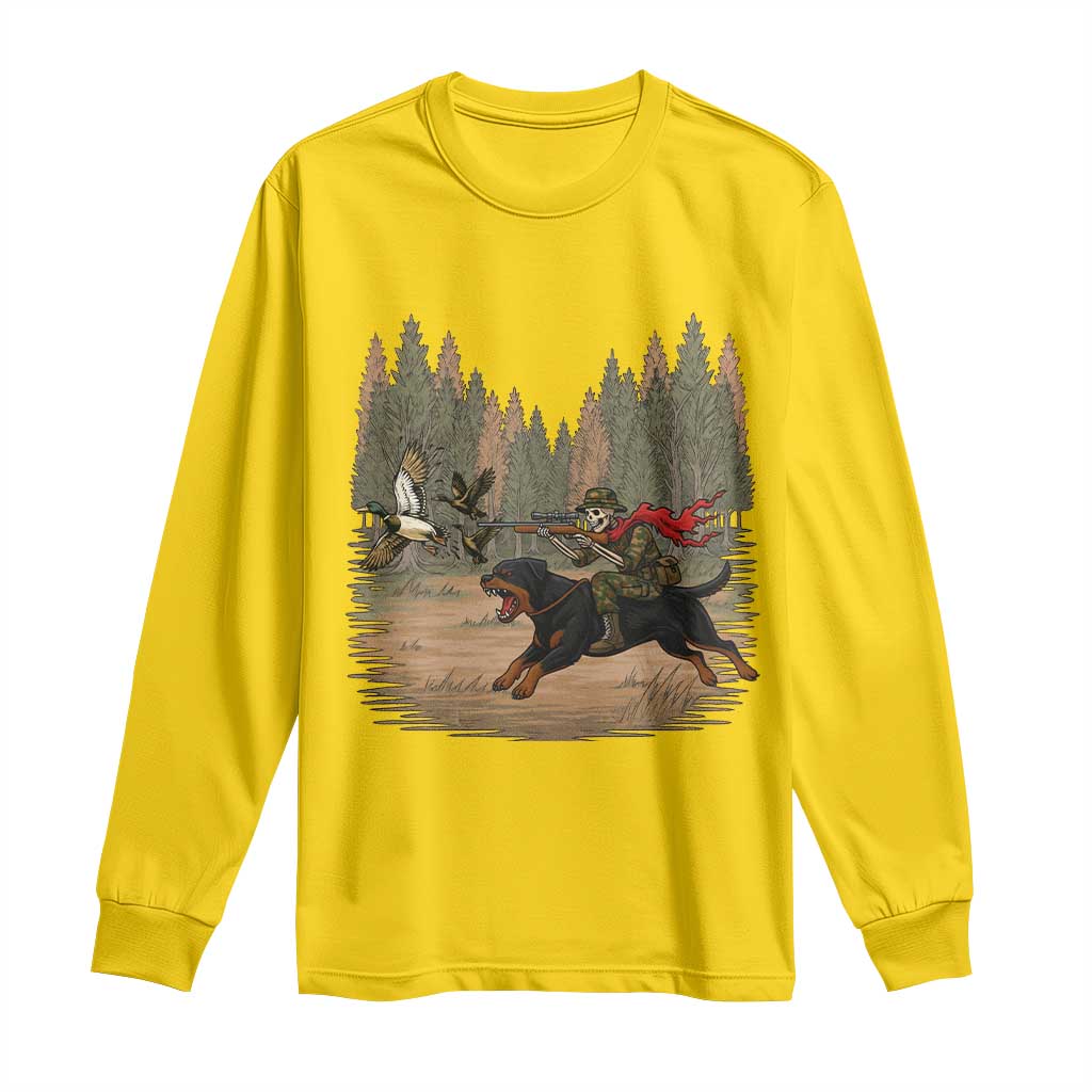 Funny Skeleton Riding Labrador Hunting Long Sleeve Shirt Gift For Hunter - Wonder Print Shop