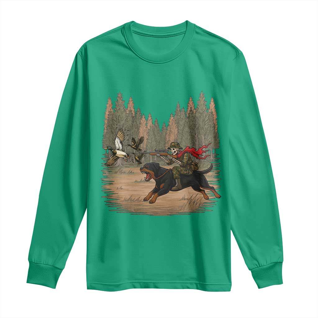 Funny Skeleton Riding Labrador Hunting Long Sleeve Shirt Gift For Hunter - Wonder Print Shop