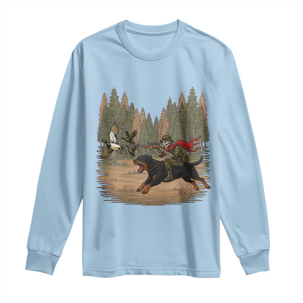 Funny Skeleton Riding Labrador Hunting Long Sleeve Shirt Gift For Hunter - Wonder Print Shop