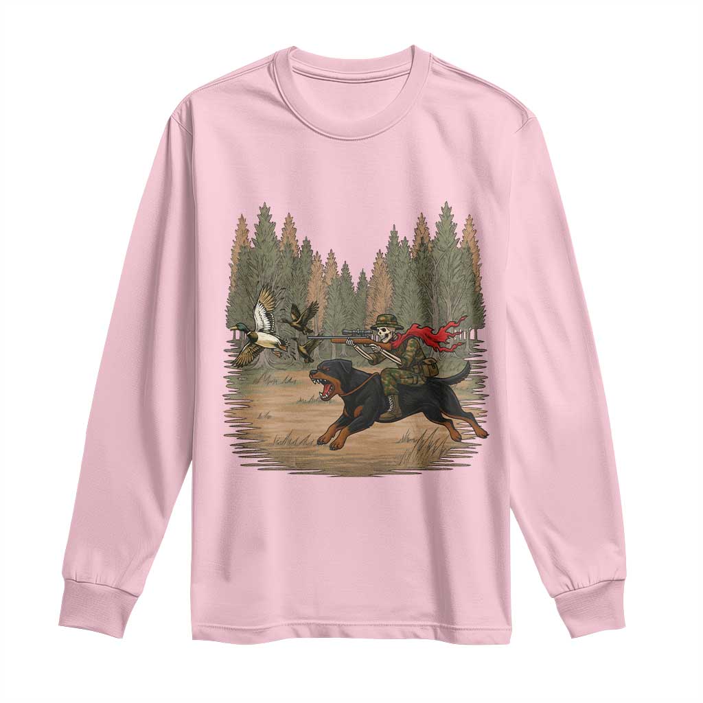 Funny Skeleton Riding Labrador Hunting Long Sleeve Shirt Gift For Hunter - Wonder Print Shop