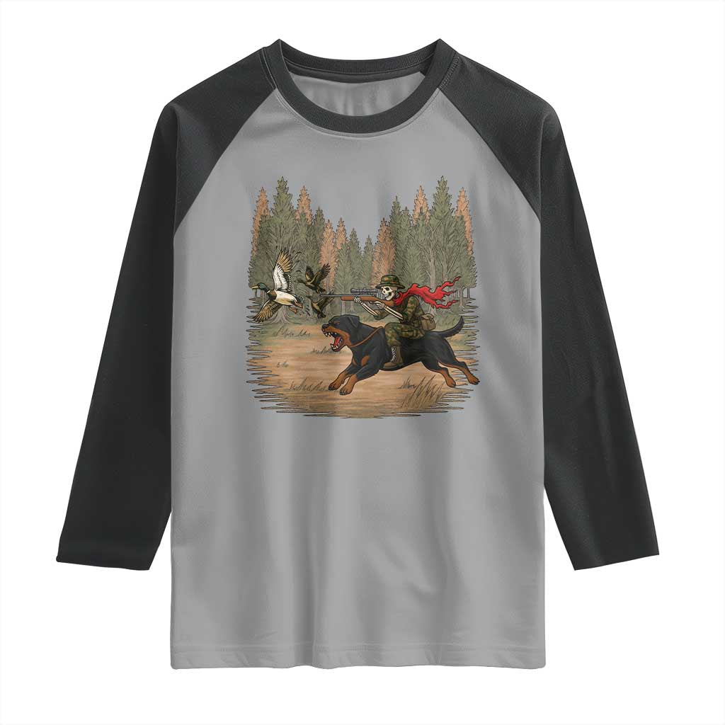 Funny Skeleton Riding Labrador Hunting Raglan Shirt Gift For Hunter - Wonder Print Shop
