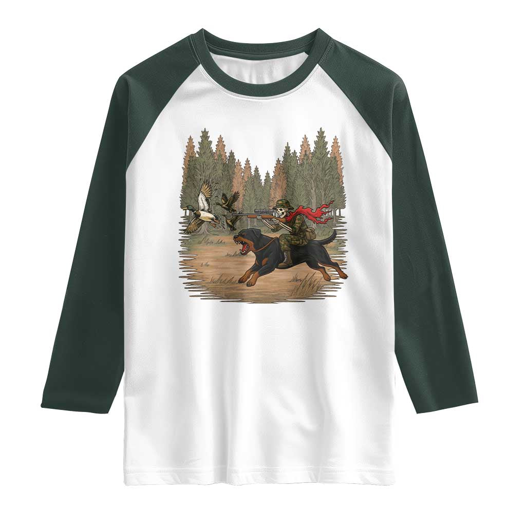 Funny Skeleton Riding Labrador Hunting Raglan Shirt Gift For Hunter - Wonder Print Shop