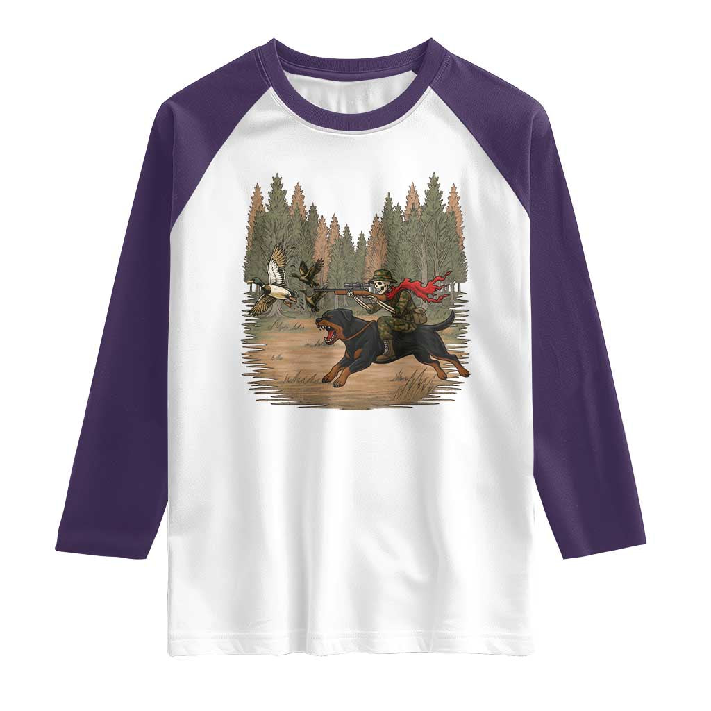 Funny Skeleton Riding Labrador Hunting Raglan Shirt Gift For Hunter - Wonder Print Shop