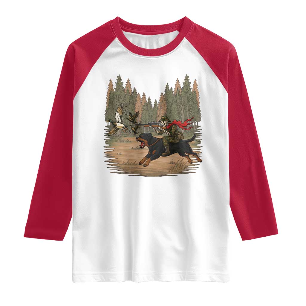 Funny Skeleton Riding Labrador Hunting Raglan Shirt Gift For Hunter - Wonder Print Shop